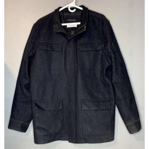 Very RARE Vintage Calvin Klein Wool Jacket Men's Size XL Coat 4 Front Pockets